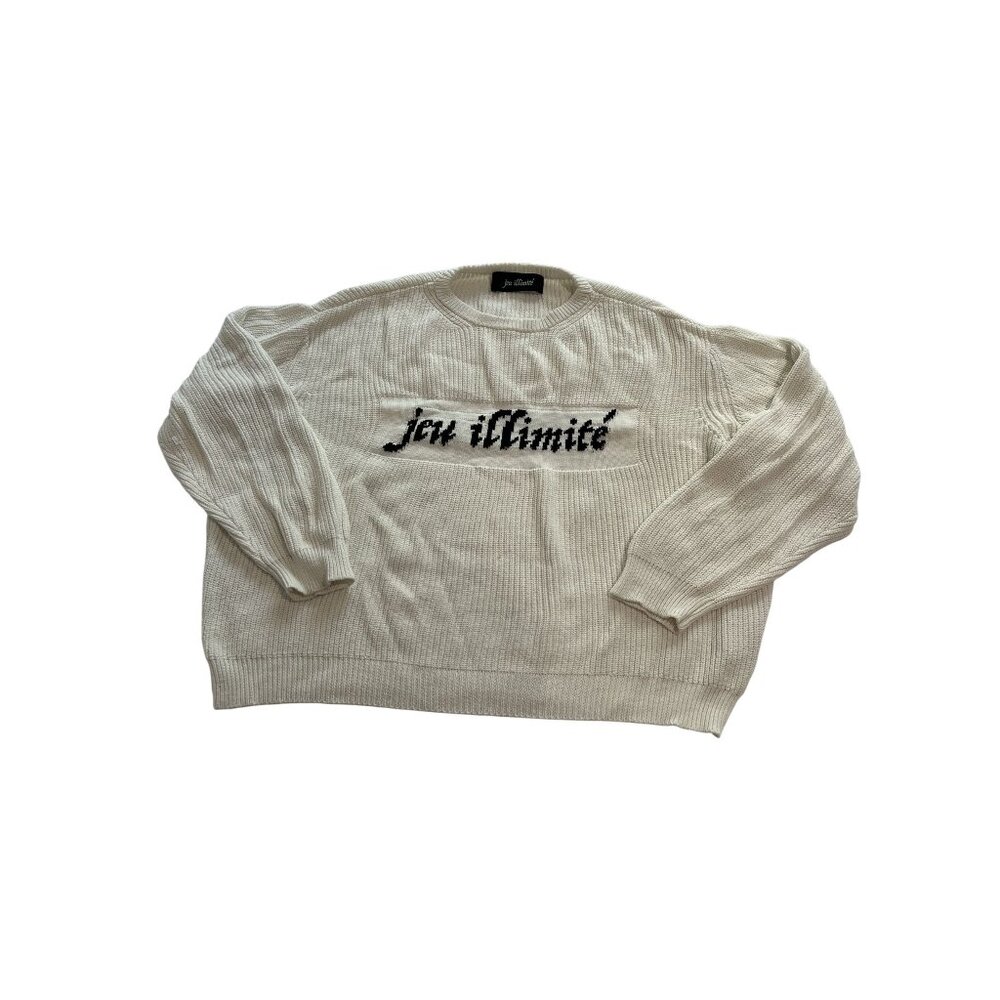 Jeu Illimite Logo Knit Sweater in Cream Black